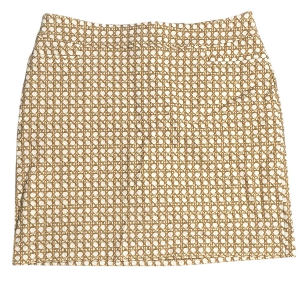 Chicos Brigitte So Slimming Cane Geo Skort Mirage Tan Size 1.5 US 10 NEW